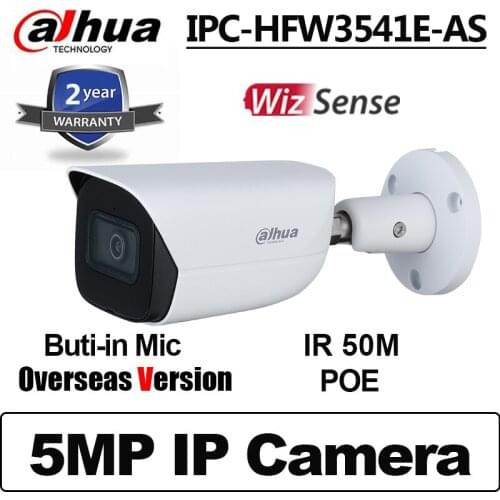 Dahua IPC-HFW3541E-AS Built-in Mic 5MP PoE IP Camera IR 50m Fixed focal Bullet WizSense Network Camera