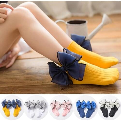 2019 Children Socks Bows lace Girls Ankle Socks Striped For Girls Princess Socks Cotton Kids School Sweet 1-8Year old