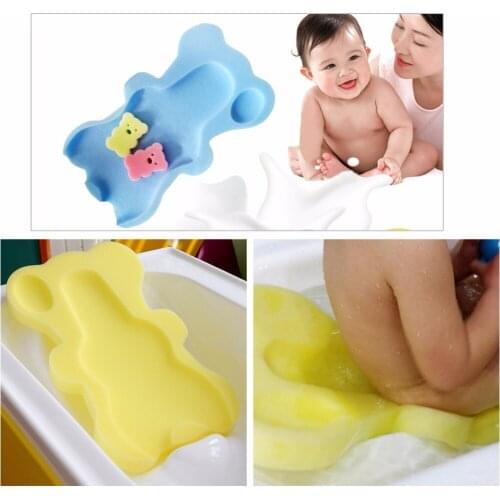 Baby Bath Mat Comfort Cartoon Non-slip Sponge Cushion Newborn Infant Bathing Pad Baby Care Toys Foldable Safety Net Tub