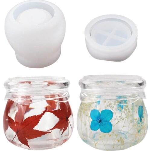 DIY Pudding Cup Storage Box Epoxy Mold with Lid Jewelry Cup Silicone Mirror Crystal Can Model