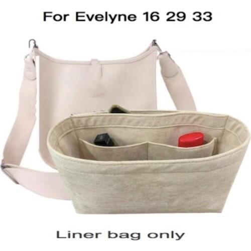 For Evelyne 16 29 33 organizer Bag Tote Inner purse insert bag shaper- Premium Velvet Very Feeling Fabric(Handmade/20 Colors)