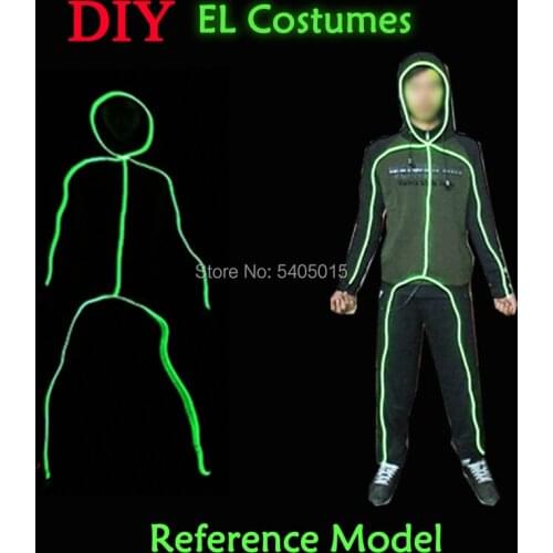 EL Wire Performance Dance Suits New Fashion EL Clothes Luminous Costumes Holiday DIY Decoration Light Clothing Unsex