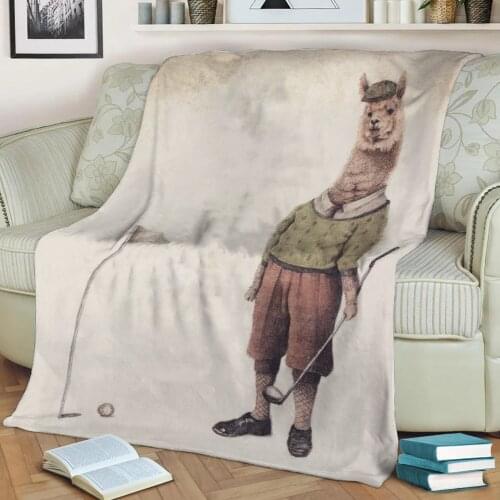 Alpaca Golf Club Flannel Throw Blanket 3D Printed Keep Warm Sofa Child Blanket Home Decor Textiles Dream Family Gift