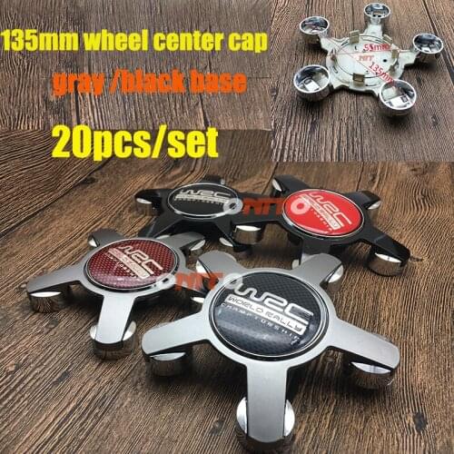 Chrome Base 20PC WRC Logo Emblem Decal 5claw 135mm Automobile Wheel Center Cap Rim Wheel Centre Cap Cover Car Styling Decoration