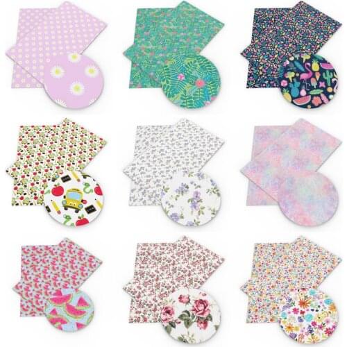 New 20*33cm Lychee Flower Fruit Bus Printed Artificial Synthetic Leather For Hair Bow DIY Projects Handbag Shoes,1Yc6789