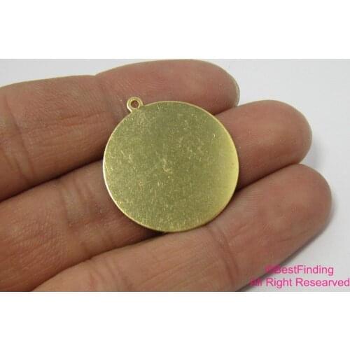 Brass pendant 25mm Round raw brass charm Stamping round disc -50pcs R116