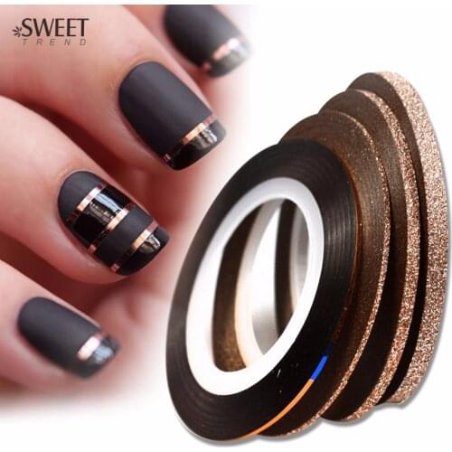 4pcs 1-3mm Cinnamon Color Rolls Nail Striping Tape Line Laser Glitter Nail Art Decoration Adhesive Tips DIY Sticker Tool LAND299