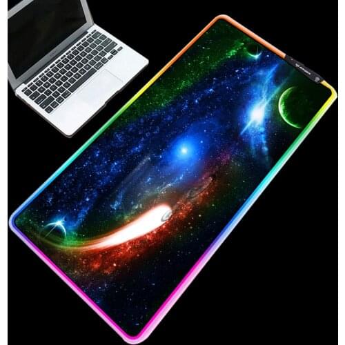 Mairuige RGB Mouse Pad Rubber Non-slip LED Light Edge USB Charging Adjustable XXL Universe Comet Tail Alfombrilla Ordenador