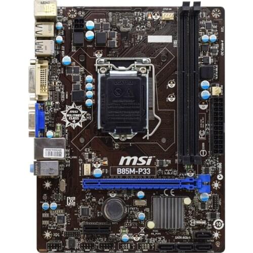 For MSI B85M-P33 PC Motherboards LGA 1150 DDR3 For Intel B85 B85M Desktop Mainboard SATA III USB3.0 PCI-E X16 3.0 Used
