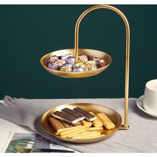 Metal Wrought Iron Nordic Style Fruit Tray Double Layer Candy Tray Shop with Creative Modern Home Living Room Snack Fruit Tray