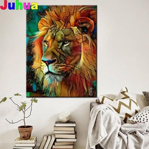 Mosaic full Square round drill Color Lion puzzle Diy Diamond Painting cross stitch Diamond Embroidery Animal King Art home decor