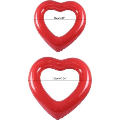 Inflatable Swim Ring Red Heart-Shape Floating Tools Swimming Pool Life Buoy