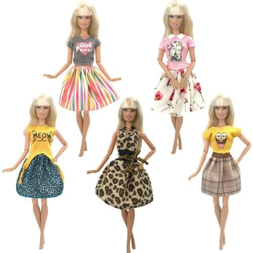 NK Newest 5 Pcs Mixed Doll Casual Dresses Fashionable Everyday Handmade Dress For Barbie Aristocratic Doll Best Girl Toy Gift 6X