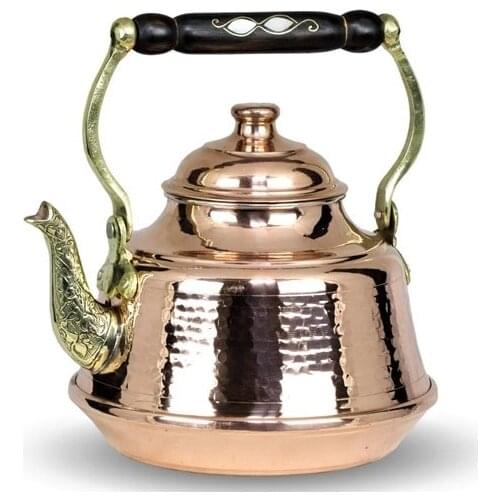 Bakır Ihlamur Demliği Kalın Dövme %100 Geleneksel El Yapımı 1.3 LT