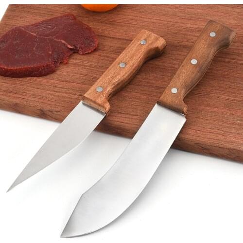 Meat Chopping Knife Stainless Steel Butcher Boning Knife Wood Handle Cleaver Kitchen Knife