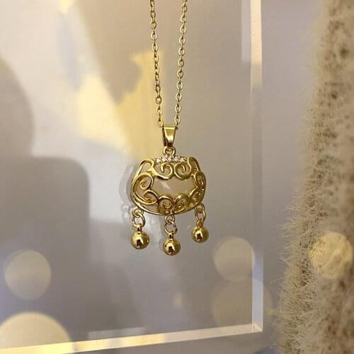 VENTFILLE Net Celebrity Ins The Same Auspicious Cloud Longevity Lock Necklace Female Ingot Safe Clavicle Chain