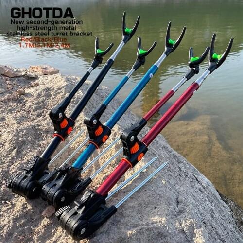 Fish Rod Stand Bracket Angle Adjustable Fishing Rods Holder 1.7M 2.1M 2.4M Telescoping Fishing Tool Hand Rod Holder