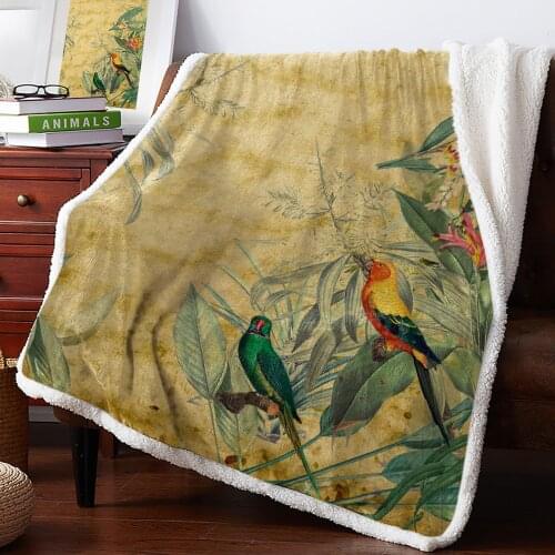 Spring Birds Parrot Retro Style Warm Soft Blanket Office Sofa Plush Blanket Bedspreads Quilt Drop Ship
