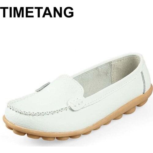 TIMETANG New 2017 Women genuine Leather Shoes Slip-on Ballet women Flats Comfort shoes woman moccasins sapatilhas femininos