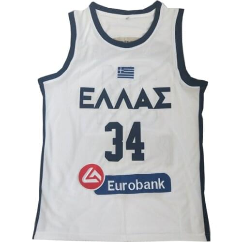 BG basketball jerseys EUROBANK 34 jersey Embroidery sewing Outdoor sportswear Hip-hop movie jersey bule white 2020 summer big