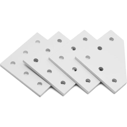 4PCS Corner Bracket Plate Surface Anodic Oxidation Silver L-Model 5-Hole Outside Joining Plate for 2020 Series Aluminum Profile