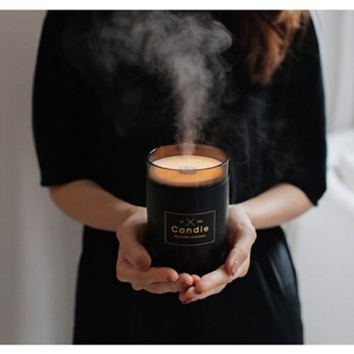 280ML Candle Air Humidifier Ultrasonic Essential Oil Diffusers Home Humidifier Aroma Oil Water Diffuser with Night Lamp Light