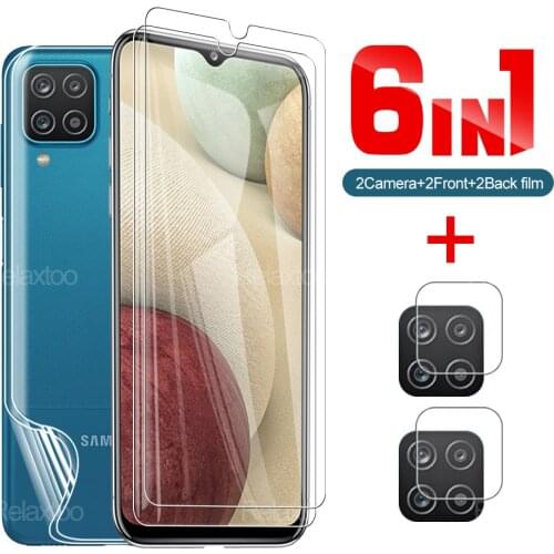 6-in-1 Tempered Glass And Back Hydraulic Film For Samsung Galaxy A01 A12 For Galaxy A21 A21s A40 A41 Global Version Lens Film