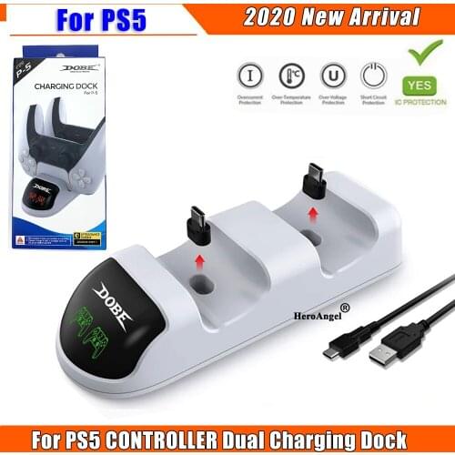 For PS5 Controller Charging Dock Charger Stand Station Dual Charge Gamepad Charging Station Type-C Interface With LED Indicators