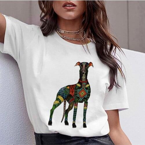 Womens T-shirt Ulzzang Harajuku T shirt 90s Girls Tshirt 2021 New Summer T-shirt Dog Cartoon tee shirt female Simple Tshirt