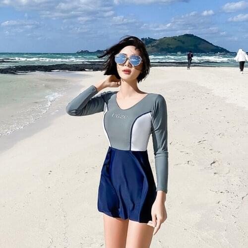 Female Swimsuit Fused Teenage Plus Size Rash Guard Swim Wear Plus Size Diving Rashguard For Women With Sleeves Bikini Skirt Cute