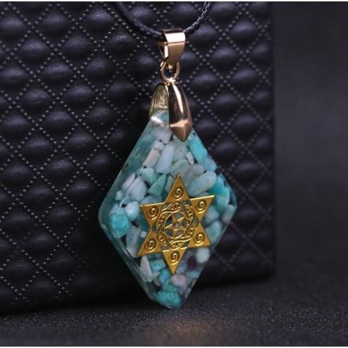 LOOKER 2021 Orgonite Pendant Energy Amazonite Reiki Necklace Yoga Healing Jewelry For Woman Adjustable Necklace Drop Shipping