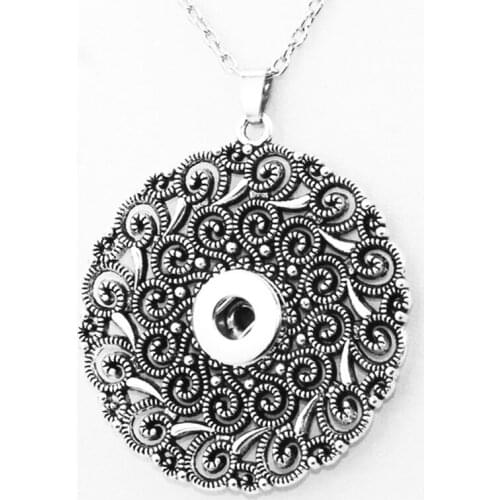 Women 12mm snap button pendant Necklace NC3425
