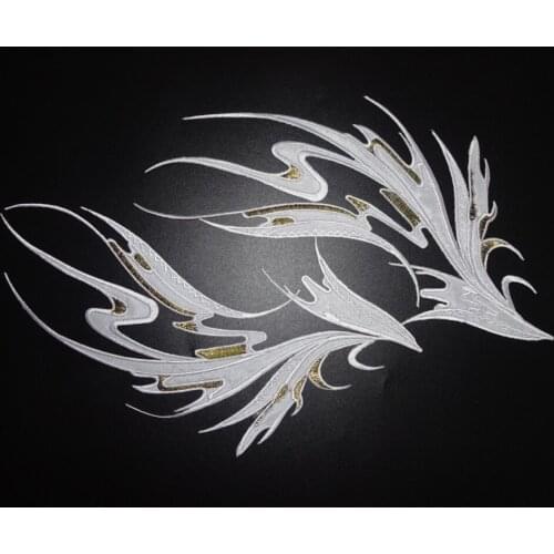1Pair/ 2pcs wing patches Iron blue purple white black dancing dress T-shirt Jacket patch embroidery clothing applique accessory