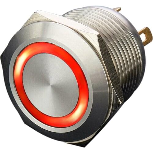 19mm Short Body LED Momentary Normal Open Ring Illuminated Electric Switch