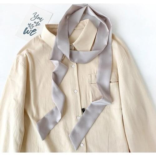 2021 Fashion Hair Scarf Solid Narrow Small Long Satin Silk Womens Neck Scarves Spring Summer Belt Hat Ribbon Tie Bag Ribbon