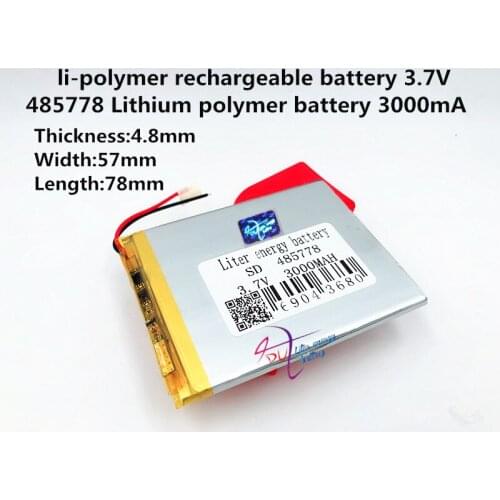 3.7V 3000mAh 485778 lithium polymer battery MP3 MP4 navigation instruments small toys and other products Universal Battery