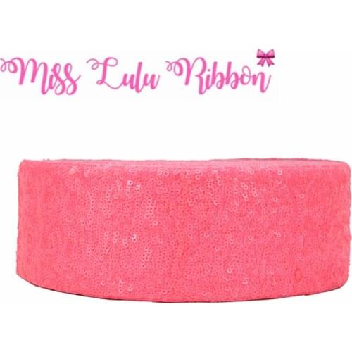 3"75mm Shiny Rose Sequin Cutting Ribbon (3mm small sequins) Neon Pink DIY Hair Band Party Decor 25yards/roll