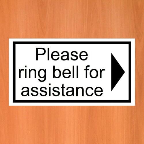 3 X Please Ring The Bell For Assistance With Right Arrow Vinyl Sticker High Quality