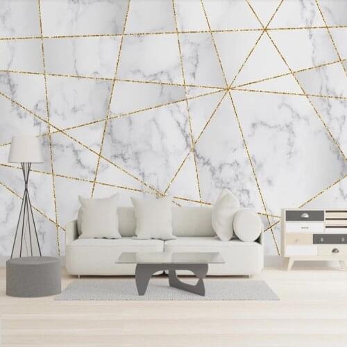 Milofi custom 3D mural wallpaper modern minimalist geometric gold line marble pattern bedroom background wall paper mural