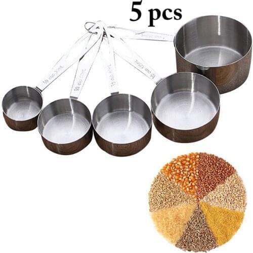 5Pcs Stainless Steel Measuring Spoons Cups Kitchen Baking Cooking Tools Set Kitchen Supplies 30/60/80/125/250ml
