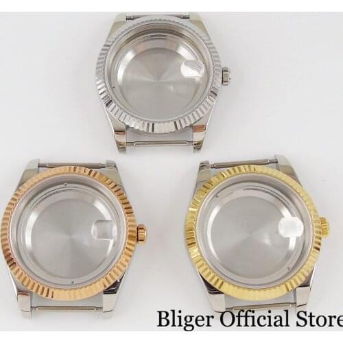 For ETA 2836 MIYOTA 8215 Movement New Wristwatch Case Rose Gold Coated Solid Back Full Steel