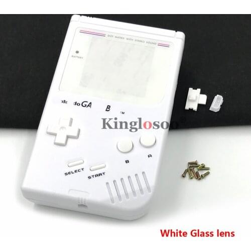 White Full housing shell case for Nintendo Gameboy Classic for GB DMG GBO w/ rubber pad buttons Top quality