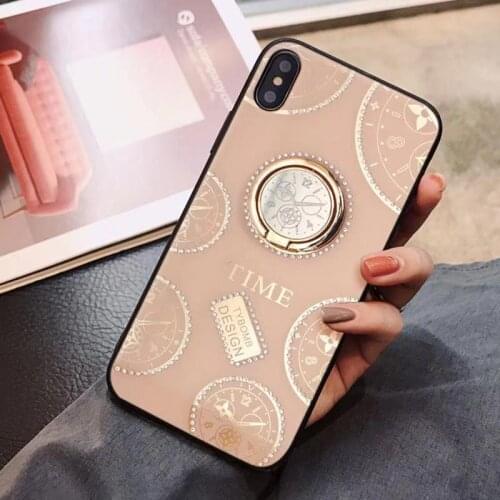 Magnet Clock Case For iPhone 11 Pro Max XR XS Max X 8 7 6 6S Plus Case Soft Acrylic 360 Rotating Finger Ring Holder Cover Funda