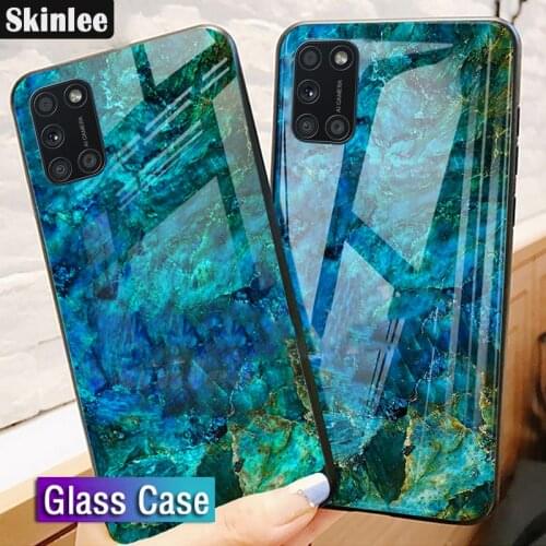 Skinlee For OPPO A72 Case Tempered Glass Case With Soft TPU Frame Shockproof Back For OPPO A52 Cover