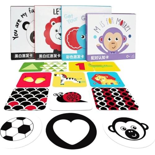 Baby Educational Montessori Black White Flash Card Baby Toys 0-36 Months High Contrast Visual Stimulation Flashcard Sensory Toys