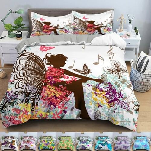 Butterfly Girls Duvet Cover Set Women Bedding Sets 2/3 Pcs King Queen Sizes Butterfly Print Comforter Sets Bed Sets Gifts