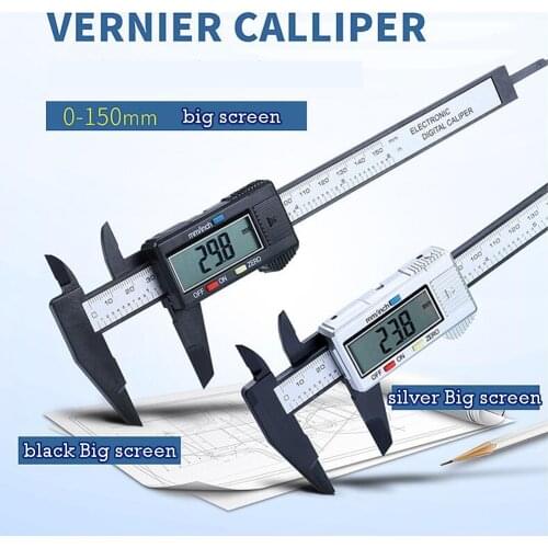 0-150mm Electronic Vernier Caliper Plastic LCD Digital Caliper 6 inch Instrument Micrometer Depth Measuring Tools Black/silver
