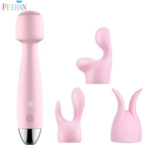 FEIHAN 10 frequency double head vibration brush G point massager stimulates clitoris dildo vibrator burst red adult products