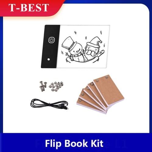 Flip Book Kit with Mini LED Light Pad Hole Design 3 Level Brightness Control Light Box 300 Sheets Animation Paper Flipbook