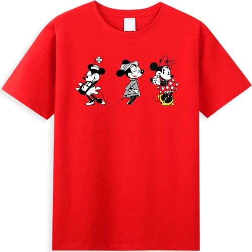 Harajuku Kawaii Disney Graphic Mens Tshirt Minnie Mouse Style Print T-Shirts For Men Casual Summer T Shirt Basic Cotton Tops